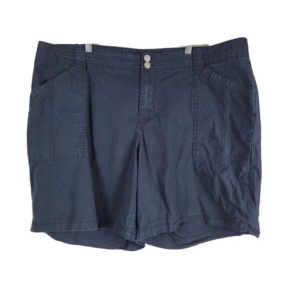 Lane Bryant Sz 22 Black Khaki Shorts 2 Button Closure High Rise Pockets Casual - Picture 1 of 5